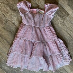 Rachel Zoe Toddler Pink Shimmer Ruffled Dress and Hairbow | 3T